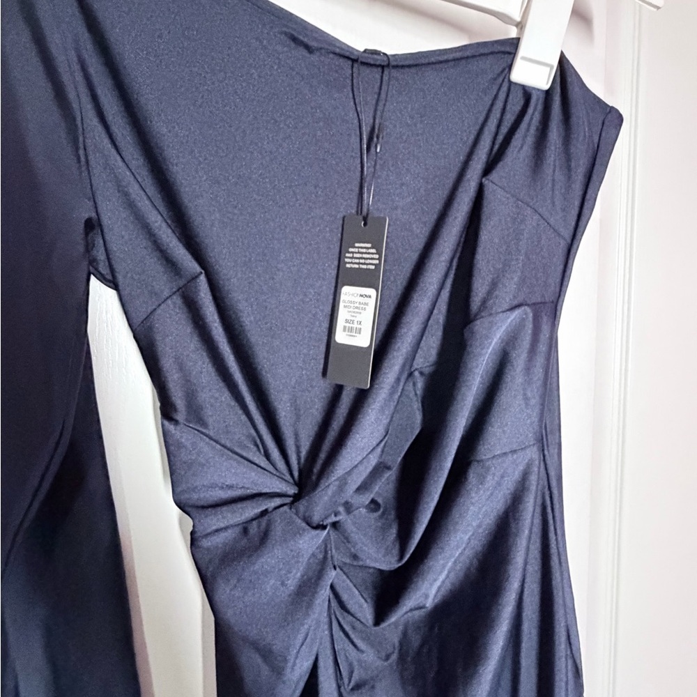 💙Fashion Nova Midnight Blue One-Shoulder Dress - Picture 7 of 7